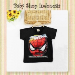 large LK154 kaos spiderman led hitam